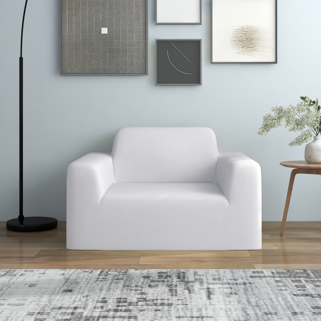 Stretch Couch Slipcover White Polyester Jersey